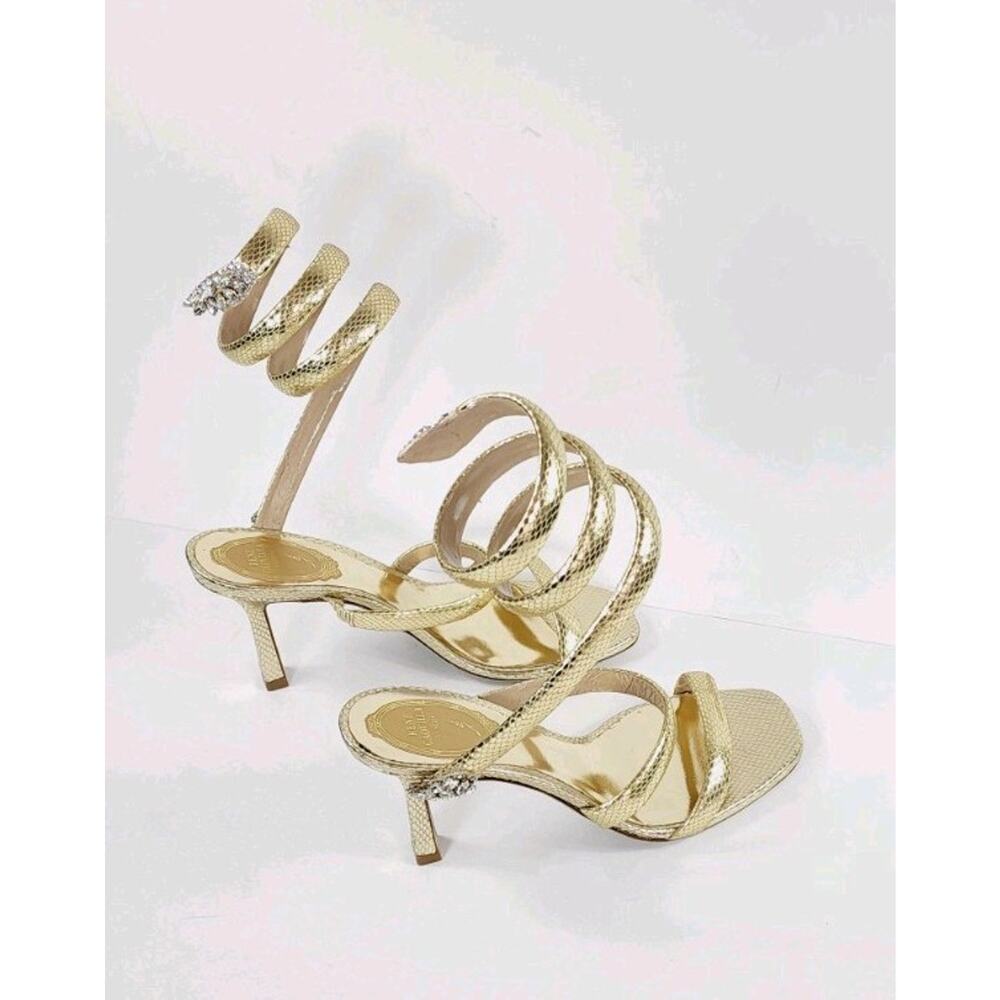RRP $1268 RENE CAOVILLA Leather Sandals US7 UK4 EU37 Snake Design Made in Italy